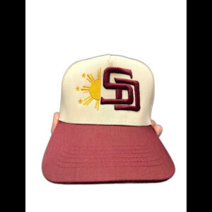 Eazy LA San Diego SD Filipino Sun SnapBack Hat Cap New Era    Crème and Maroon
